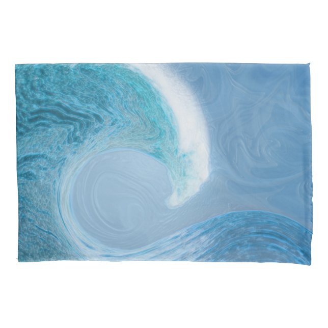 Artistic Blue Wave Pillowcase (Front)
