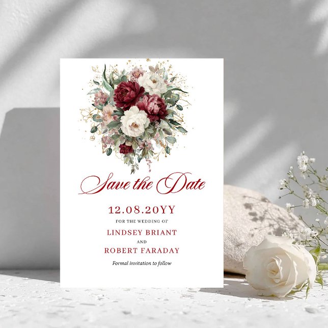 Artistic Blush Burgundy Greenery Save The Date (Artistic Blush Burgundy Greenery Save The Date)