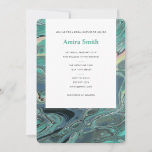 Artistic Boho Aqua Marble Shower Invitation