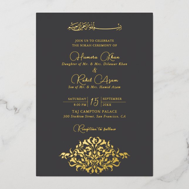 Artistic Botanical Floral Paisley Muslim Wedding (Front)