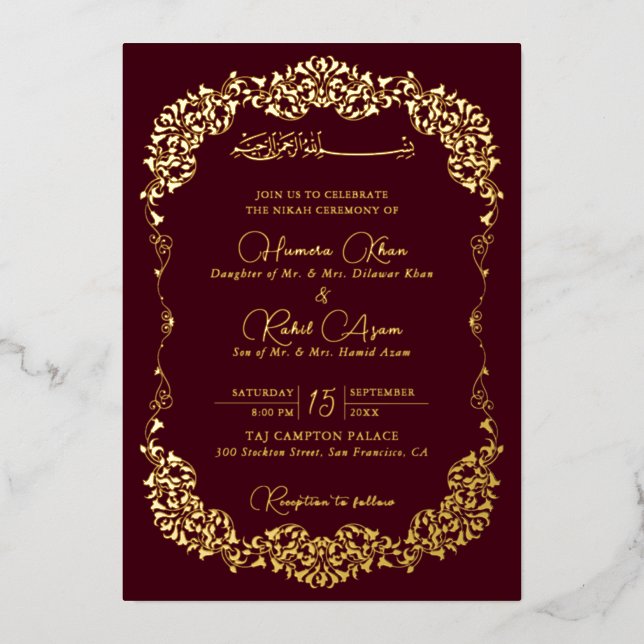 Artistic Botanical Floral Paisley Muslim Wedding (Front)