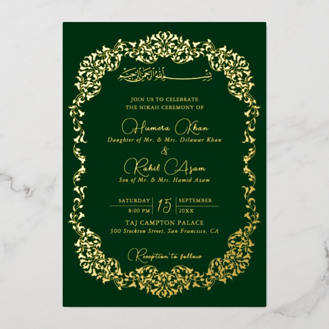 Artistic Botanical Floral Paisley Muslim Wedding (Front)