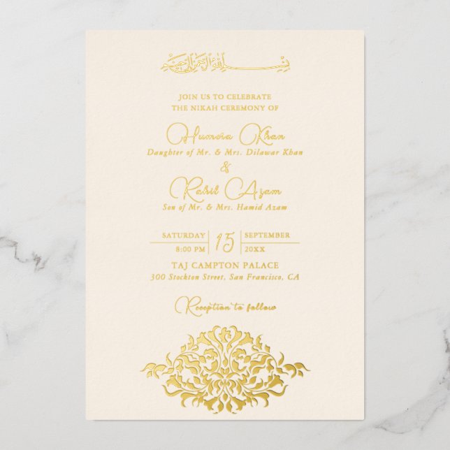 Artistic Botanical Floral Paisley Muslim Wedding (Front)