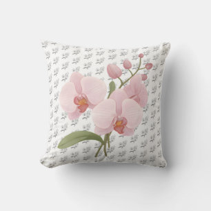Artistic Botanical Orchid Flower Accent Throw Pillow