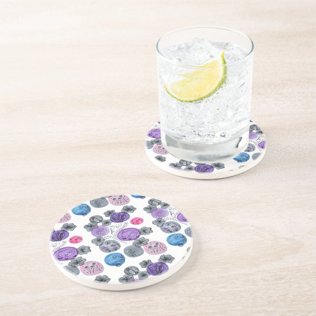​Artistic Botanical Watercolor Sandstone Coaster (Side)