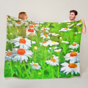 Artistic Bright and Colourful Pop Art Daisies v1 z Fleece Blanket