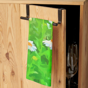 Artistic Bright and Colourful Pop Art Daisies v1 z Kitchen Towel