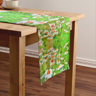 Artistic Bright and Colourful Pop Art Daisies v1 z Short Table Runner