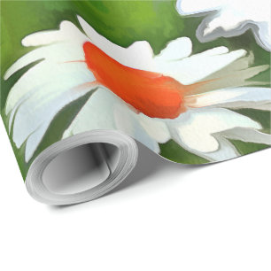Artistic Bright and Colourful White Garden Daisies Wrapping Paper