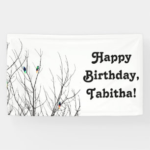 Artistic Bright Birds on Tree Branches Banner