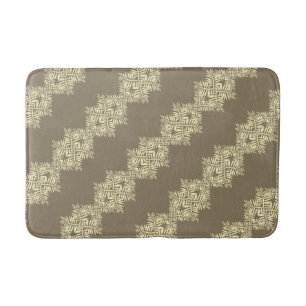 Artistic Brown Earth Tone Fancy Diagonal Stripe Bath Mat