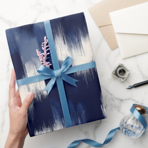 Artistic Brush Navy Indigo Stroke Abstract Pattern Wrapping Paper
