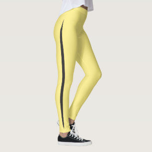 Artistic Brush Side Stripe Black Bumble Bee Yellow Leggings