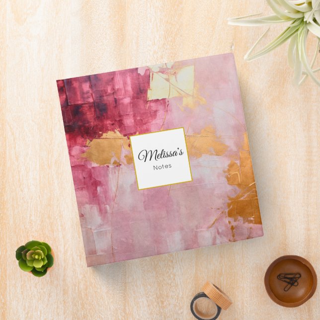 Artistic Brush Strokes Gold and Pink Binder (In Situ)