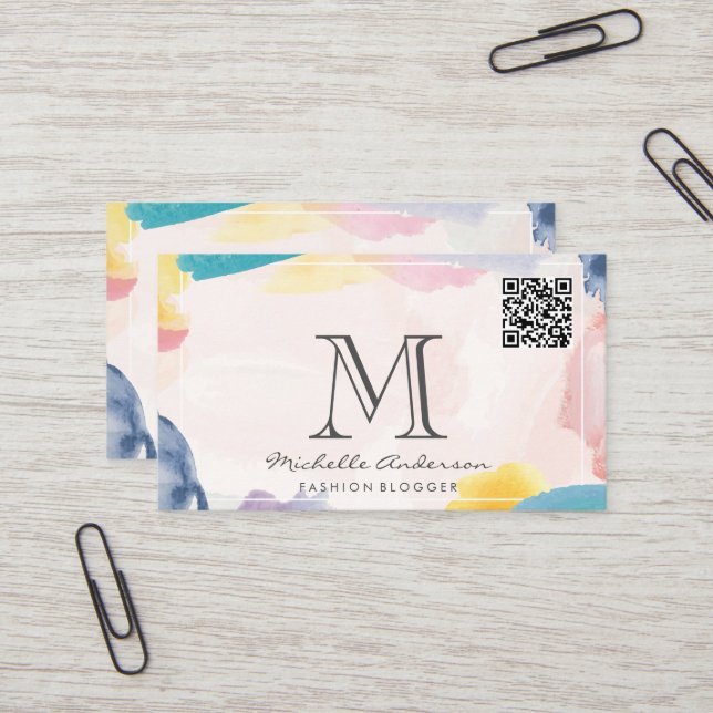 Artistic Brush Strokes | QR Scan Business Card (Front/Back In Situ)