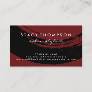 Artistic Brushed Black on Deep Red Business Card