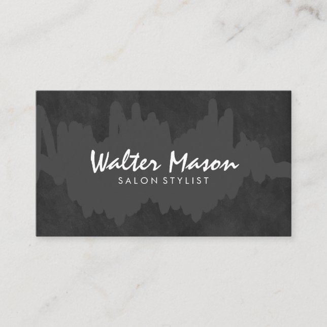 Artistic Brushed Scribble Chalk Board Business Card (Front)
