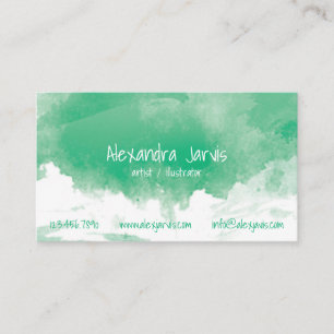 Artistic Brushed Watercolour - Green Business Card