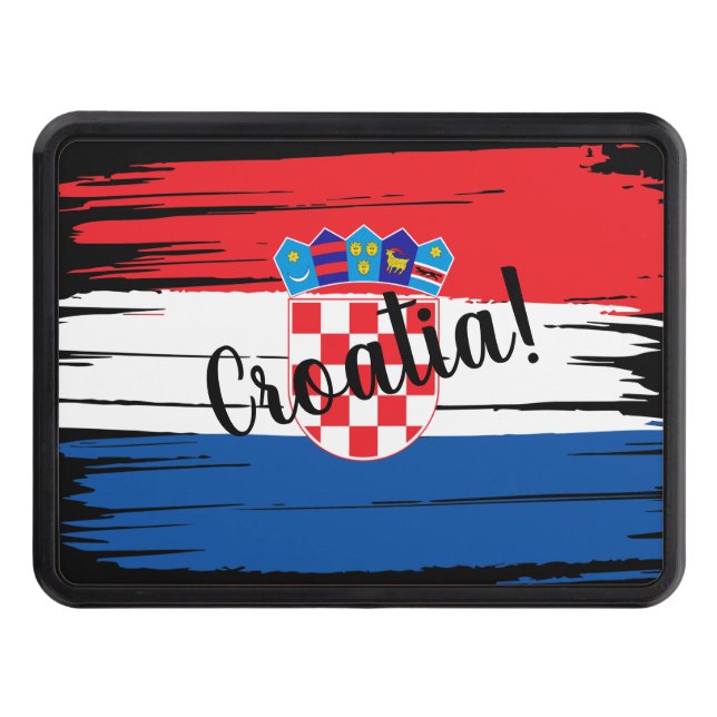 Artistic Brushstroke Croatia Flag  Trailer Hitch Cover (Front)