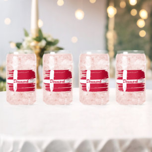 Artistic Brushstroke Denmark Flag Can Glass