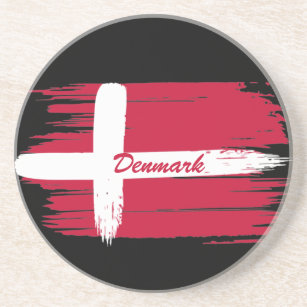 Artistic Brushstroke Denmark Flag  Coaster