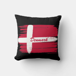 Artistic Brushstroke Denmark Flag  Throw Pillow