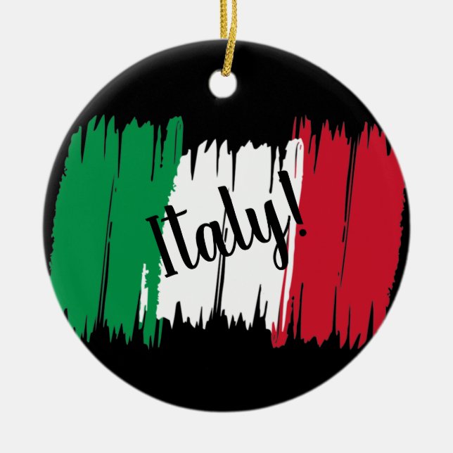 Artistic Brushstroke Italy Flag  Ceramic Ornament (Front)
