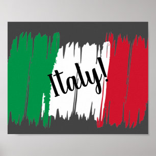 Artistic Brushstroke Italy Flag  Poster