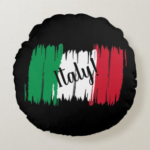Artistic Brushstroke Italy Flag Round Pillow