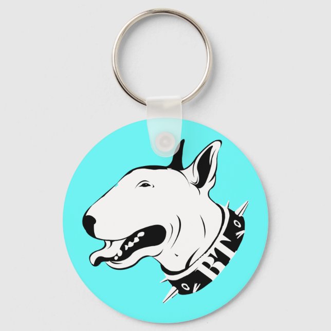 Artistic Bull Terrier Dog Breed Design Keychain (Front)