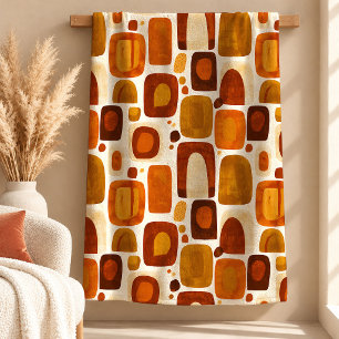 Artistic Burnt Orange Mustard Rainbow Blanket Deco