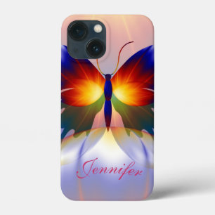 Artistic Butterfly and Custom Name iPhone 13 Mini Case