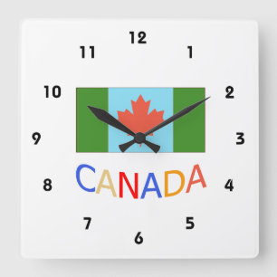 Artistic Canada flag patriotism. Canada Day. Square Wall Clock