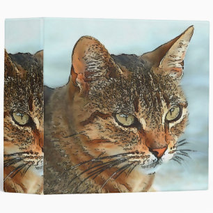 Artistic Cartoon Style Tabby Cat RB Binder