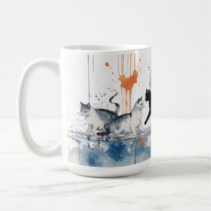 Artistic Cat Lovers Mug – Abstract Watercolor Cats