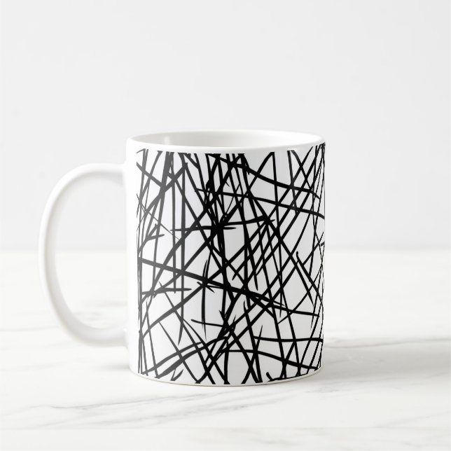 Artistic Chaotic Line Scribble Design 🎨 Coffee Mug (Left)