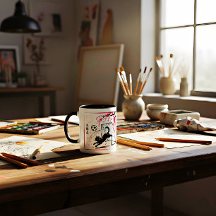 Artistic Cherry Blossom Cat Soccer for art lovers Mug
