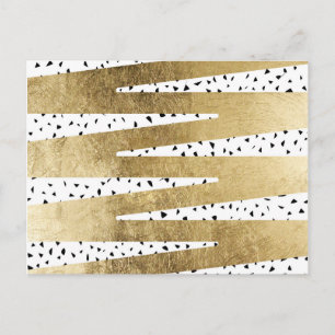 Artistic Chic Gold & Black Zigzag & Abstract Postcard