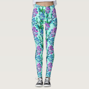 Artistic Chic Stylish Modern Cactus Pattern Leggings