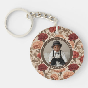 Artistic Christmas Gifts For Mom Photo Carnation Keychain