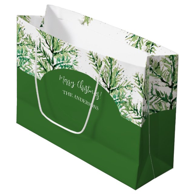 Artistic Christmas Tree Personalized Large Gift Bag (Front Angled)