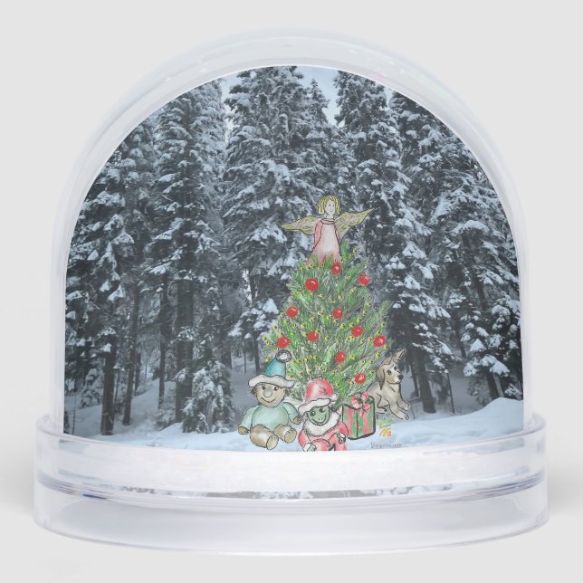 Artistic Christmas Tree Scene Snow Globe (Front)