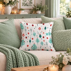 Artistic Christmas Trees Red Green Throw Pillow Ar