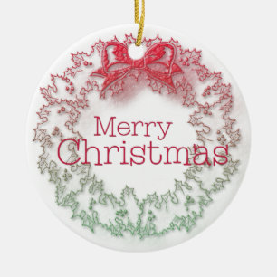 Artistic Christmas wreath Ceramic Ornament