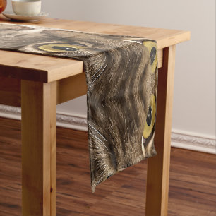 Artistic Close Up Cat Portrait Eyes and Nose Short Table Runner