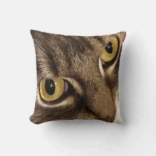 Artistic Close Up Cat Portrait Eyes and Nose Throw Pillow