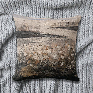 Artistic Coastal Floral Landscape  Throw Pillow