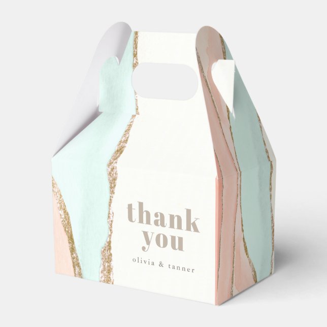 Artistic Coastal Watercolor Abstract Thank You Favor Box (Front Side)