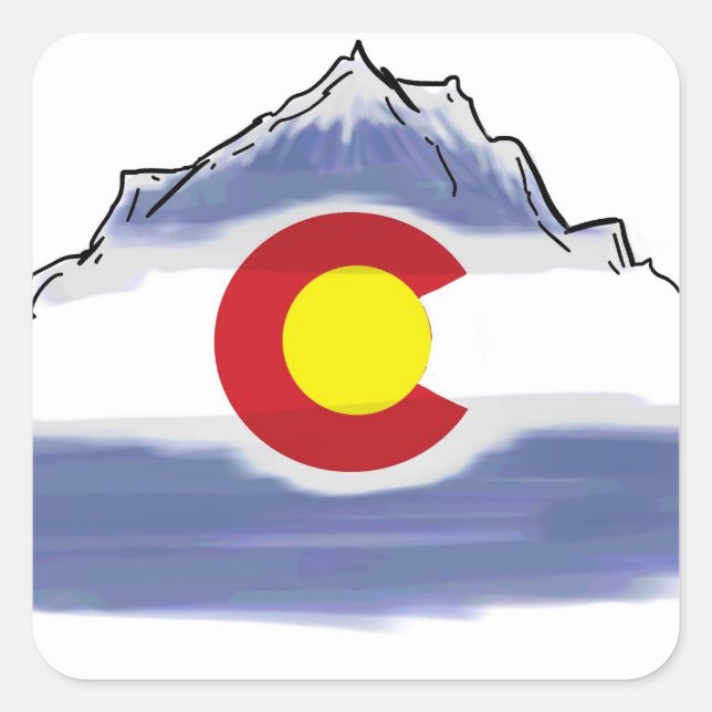 Artistic Colorado flag mountain Square Sticker (Front)