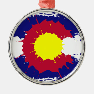 Artistic Colorado flag paint splatter ornament